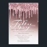 Convite Surpresa, cor-de-rosa, cinquenta e fabuloso aniver<br><div class="desc">Seus hóspedes saberão que esta será uma festa divertida apenas olhando para este convite! Este design apresenta uma tipografia divertida,  um fundo rosa e um monte de brilho!</div>