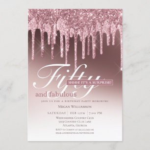 Convite Surpresa, cor-de-rosa, cinquenta e fabuloso aniver