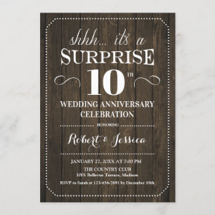 Convite Surpresa de 10º Aniversário de Casamento - Madeira