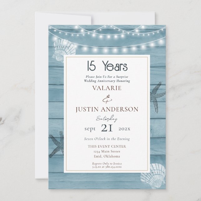 Convite Surpresa de 15º aniversário na praia  (Frente)