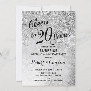 Convite Surpresa de 20º Aniversário de Casamento - Prata