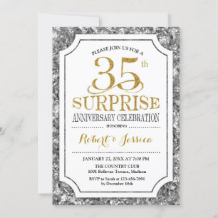 Convite Surpresa de 35º Aniversário de Casamento - Ouro Pr
