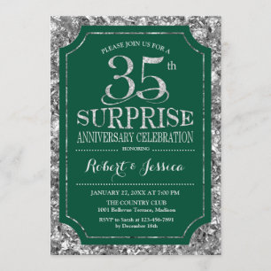 Convite Surpresa de 35º Aniversário de Casamento - Verde P