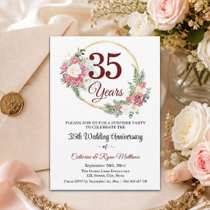 Convite Surpresa de 35 anos de casamento com arranjo flora