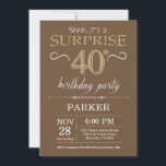 Convite Surpresa de 40º Aniversário Brilho Marrom e Dourad<br><div class="desc">Convite de Surpresa de 40º Aniversário com Fundo de Brilho Marrom e Dourado. Aniversário de Adulto. Convite de Aniversário para Homens ou Mulheres. Qualquer idade. Para personalização adicional,  clique no botão "Personalize" e use nossa ferramenta de design para modificar este modelo.</div>