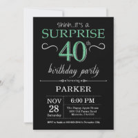 Surpresa de 40 Aniversário Brilho Preto e Verde