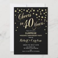 Surpresa de 40 Anos de Casamento - Preto e Dourado