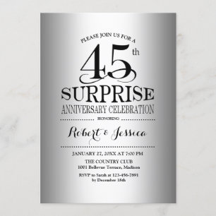 Convite Surpresa de 45º Aniversário de Casamento - Prata