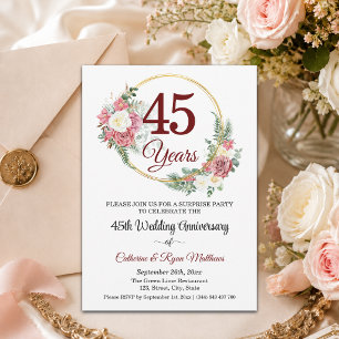 Convite Surpresa de 45 anos de casamento com flores