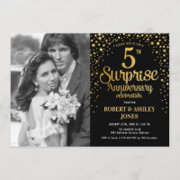 Surpresa de 5º Aniversário com Foto - Dourado Pret