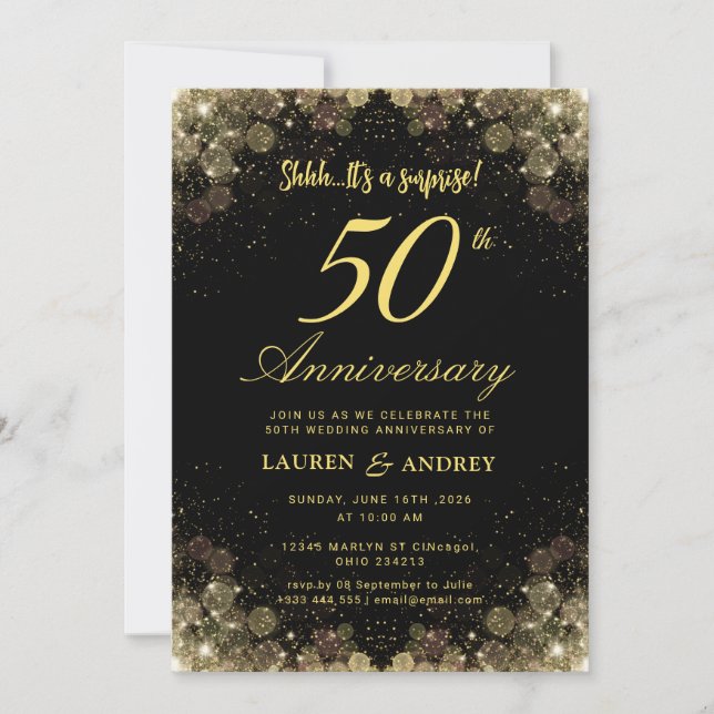 Convite Surpresa de 50º Aniversário de Casamento (Frente)