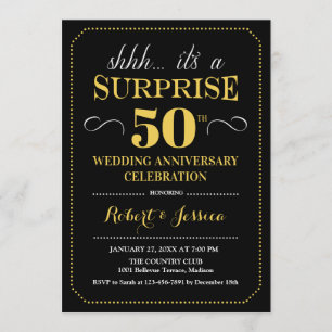 Convite Surpresa de 50º Aniversário de Casamento - Dourado