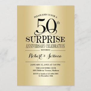 Convite Surpresa de 50º Aniversário de Casamento - Ouro