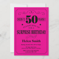 Surpresa de 50º Aniversário Preto e Rosa Choque