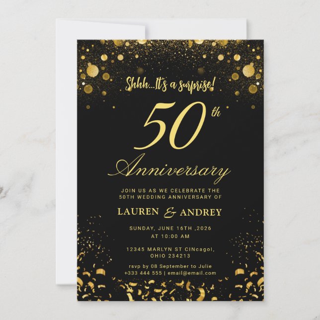 Convite Surpresa de 50 anos de casamento (Frente)