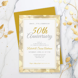 Convite Surpresa de 50 Anos de Casamento | Bokeh Dourado