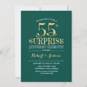 Convite Surpresa de 55º Aniversário de Casamento - Verde D