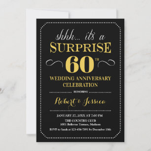 Convite Surpresa de 60º Aniversário de Casamento - Dourado