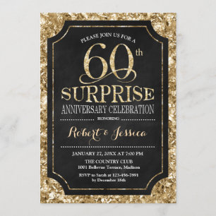 Convite Surpresa de 60º Aniversário de Casamento - Dourado