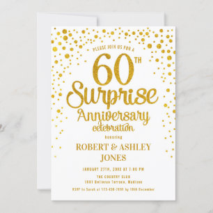 Convite Surpresa de 60º Aniversário de Casamento - Dourado