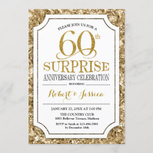 Convite Surpresa de 60º Aniversário de Casamento - Ouro Br