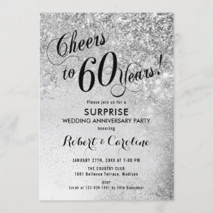 Convite Surpresa de 60º Aniversário de Casamento - Prata