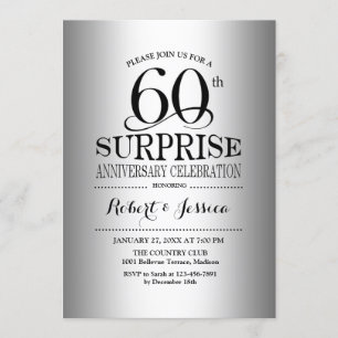 Convite Surpresa de 60º Aniversário de Casamento - Prata