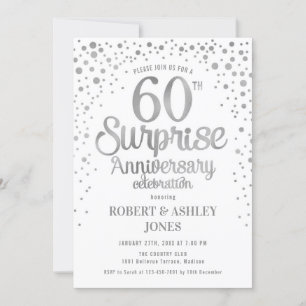 Convite Surpresa de 60º Aniversário de Casamento - Prata e