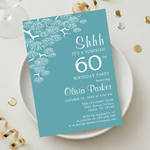Convite Surpresa de 60 anos de idade Blue Green Aqua Pine