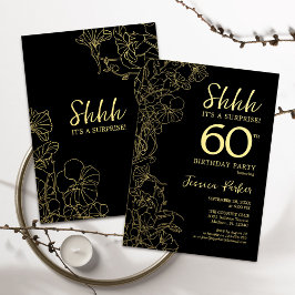 Convite Surpresa de 60 anos em dourado e preto