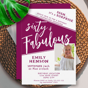 Convite Surpresa de 60 anos & Fabuloso Magenta Foto Aniver