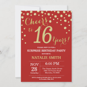 Convite Surpresa de Aniversário de 16 anos em Diamante Ver