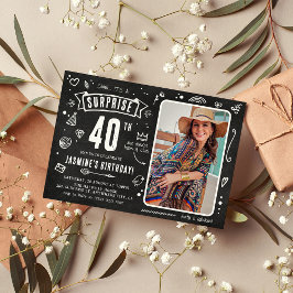 Convite Surpresa de Aniversário de 40 Anos com Desenho no 