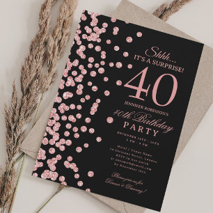 Convite Surpresa de Aniversário de 40 anos em Preto e Dour