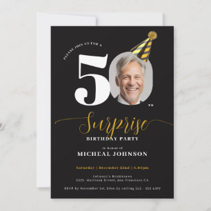 Convite Surpresa de Aniversário de 50 anos com Foto em Pre