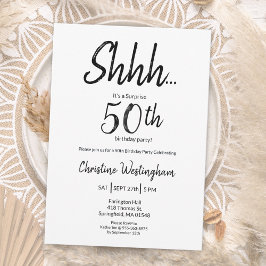 Convite Surpresa de Aniversário de 50 anos Preto e Branco