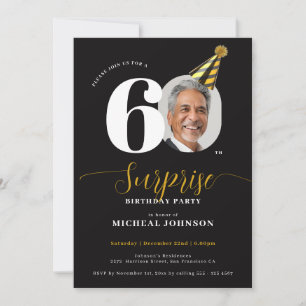 Convite Surpresa de Aniversário de 60 anos com Foto em Pre