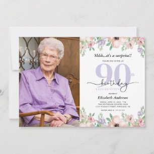 Convite Surpresa de Aniversário de 90 anos Festa Elegante