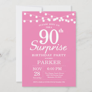 Convite Surpresa de Aniversário de 90 anos Rosa