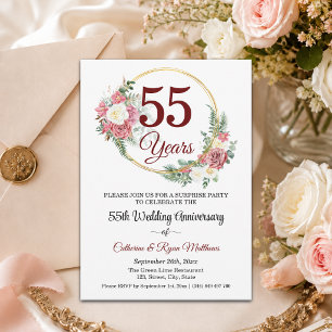 Convite Surpresa de Aniversário de Casamento de 55 Anos co
