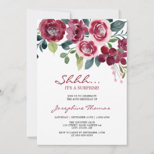 Convite Surpresa de Aniversário Floral Rosa Magenta
