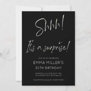 Convite Surpresa de Aniversário Minimalista Caligráfico