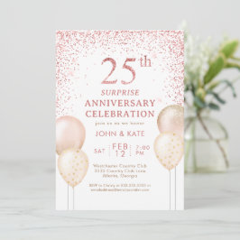 Convite Surpresa de Caligrafia Rosa 25º Aniversário