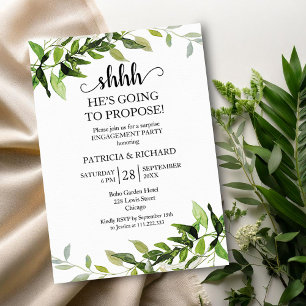 Convite Surpresa de Festa de Compromisso com Folhagens Ver