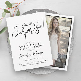 Convite Surpresa de Foto Branca e Preta Moderna 16