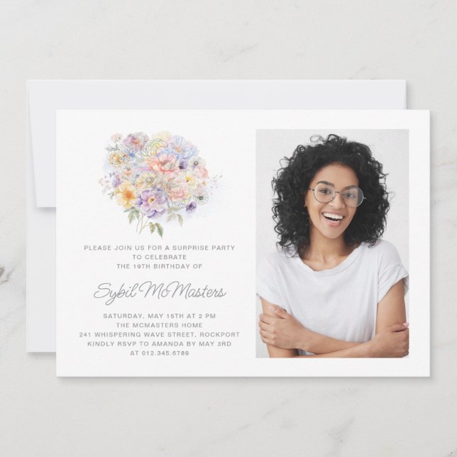 Convite Surpresa de fotos do Buquê com ventilador de Festa (Frente)