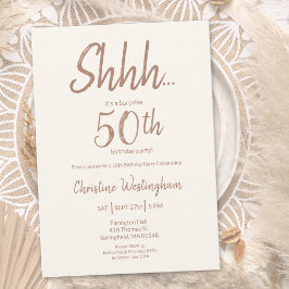Convite Surpresa de Mocha Cream Boho Chic de 50º Aniversár
