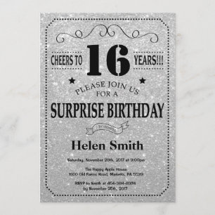 Convite Surpresa do 16º aniversário do Black and Silver 
