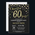 Convite Surpresa do 60º aniversário do Black e do Diamante<br><div class="desc">Surpreenda o 60º Convite de Aniversário com Fundo de Diamante Preto e Dourado. Dourado Confetti. Aniversário Adulto. Homens ou Mulheres Aniversário.
Para mais personalização,  clique no botão "Personalizar" e use a ferramenta design para modificar este modelo.</div>