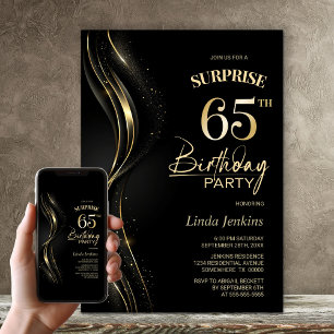 Convite Surpresa Dourada 65.a Festa de aniversário